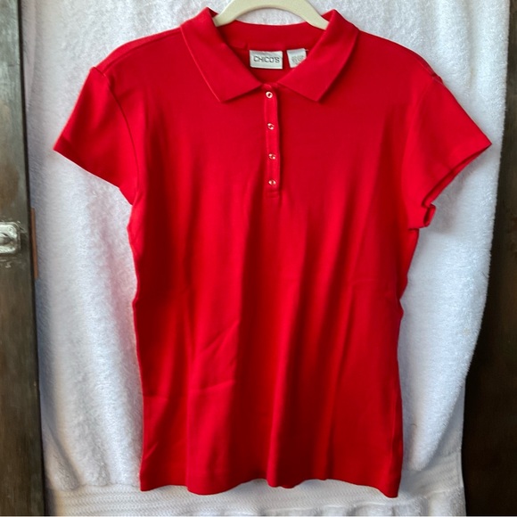 Chico’s Apparel Club Short Sleeve Tee Stop Red; NWT; M/8 - Picture 2 of 12